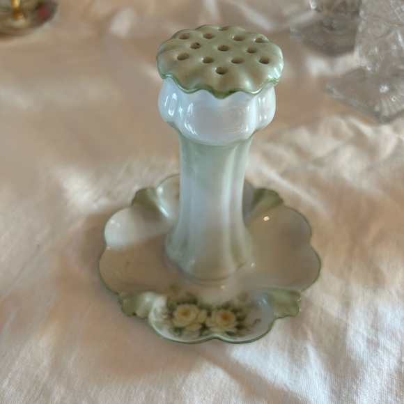 Antique Other - Antique yellow rose hat pin holder, hat pin, hand painted, cottage, Victorian